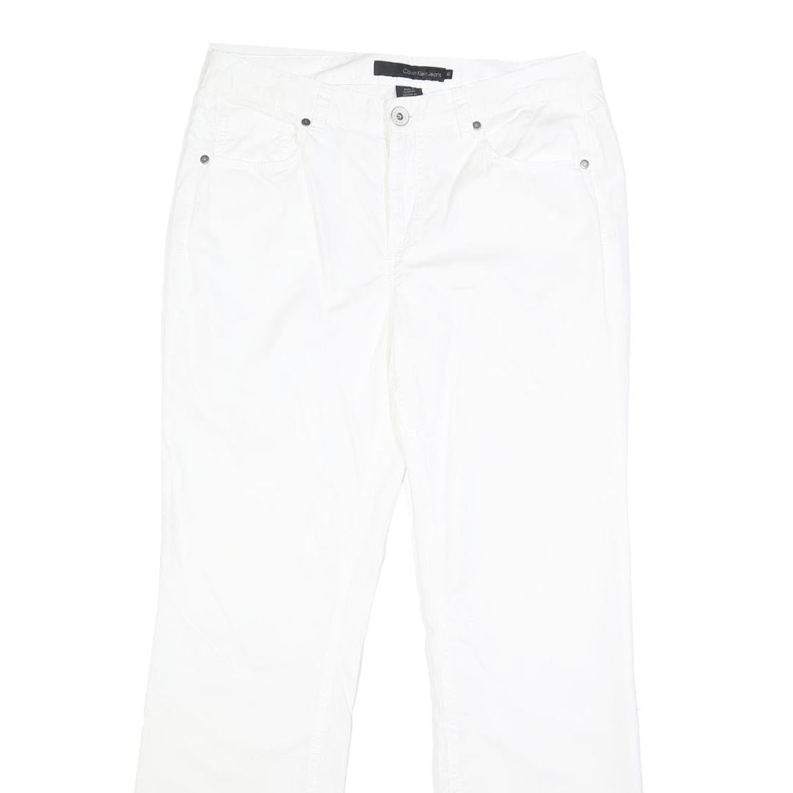 CALVIN KLEIN JEANS Womens Cotton White Regular Straight Trousers W31 L30 Classic
