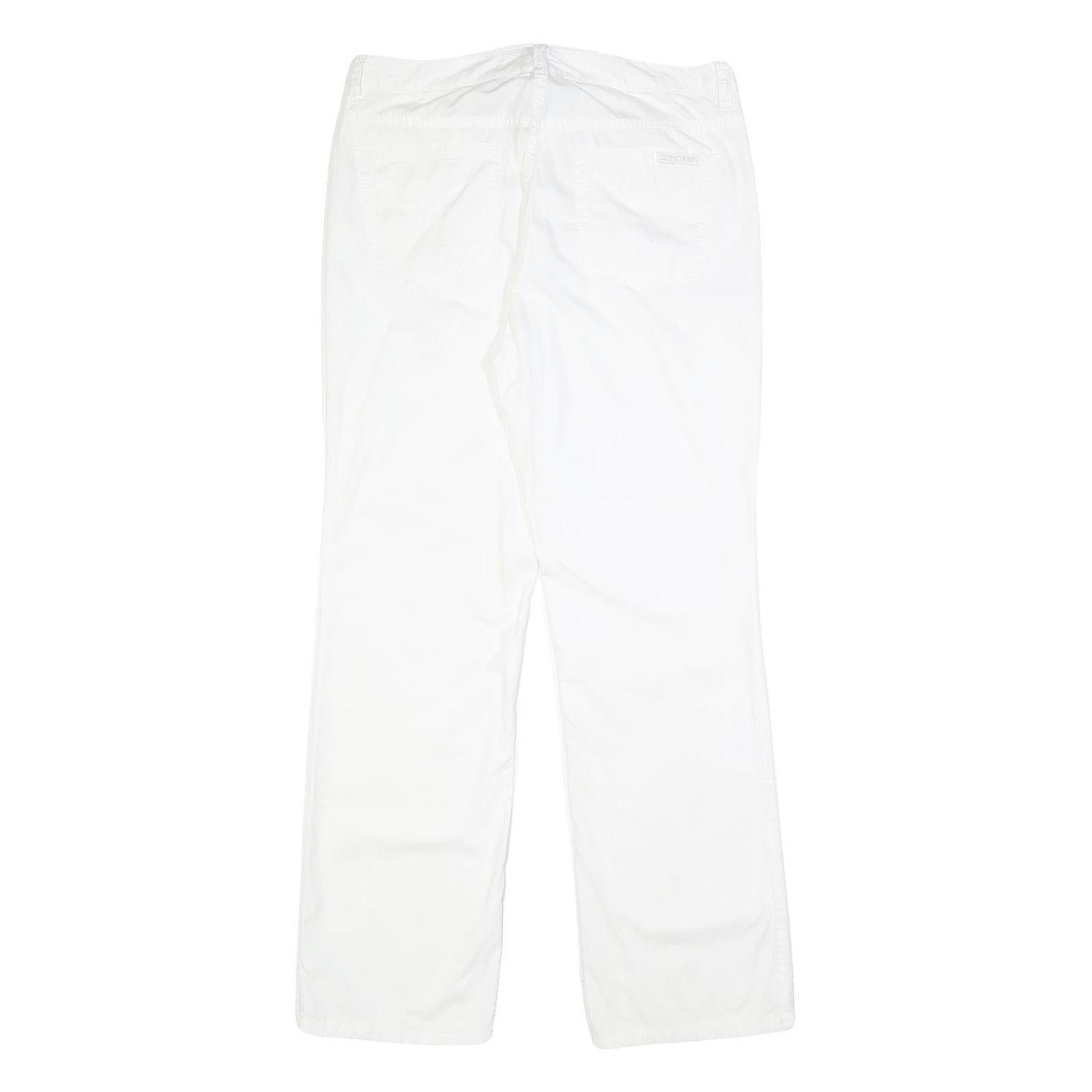 CALVIN KLEIN JEANS Womens Cotton White Regular Straight Trousers W31 L30 Classic