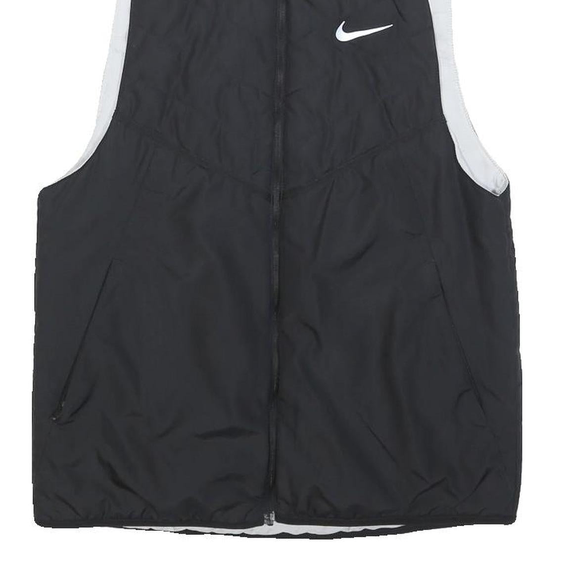 NIKE Womens Black White Running Jacket S Polyester Zip Therma-Fit Fitness