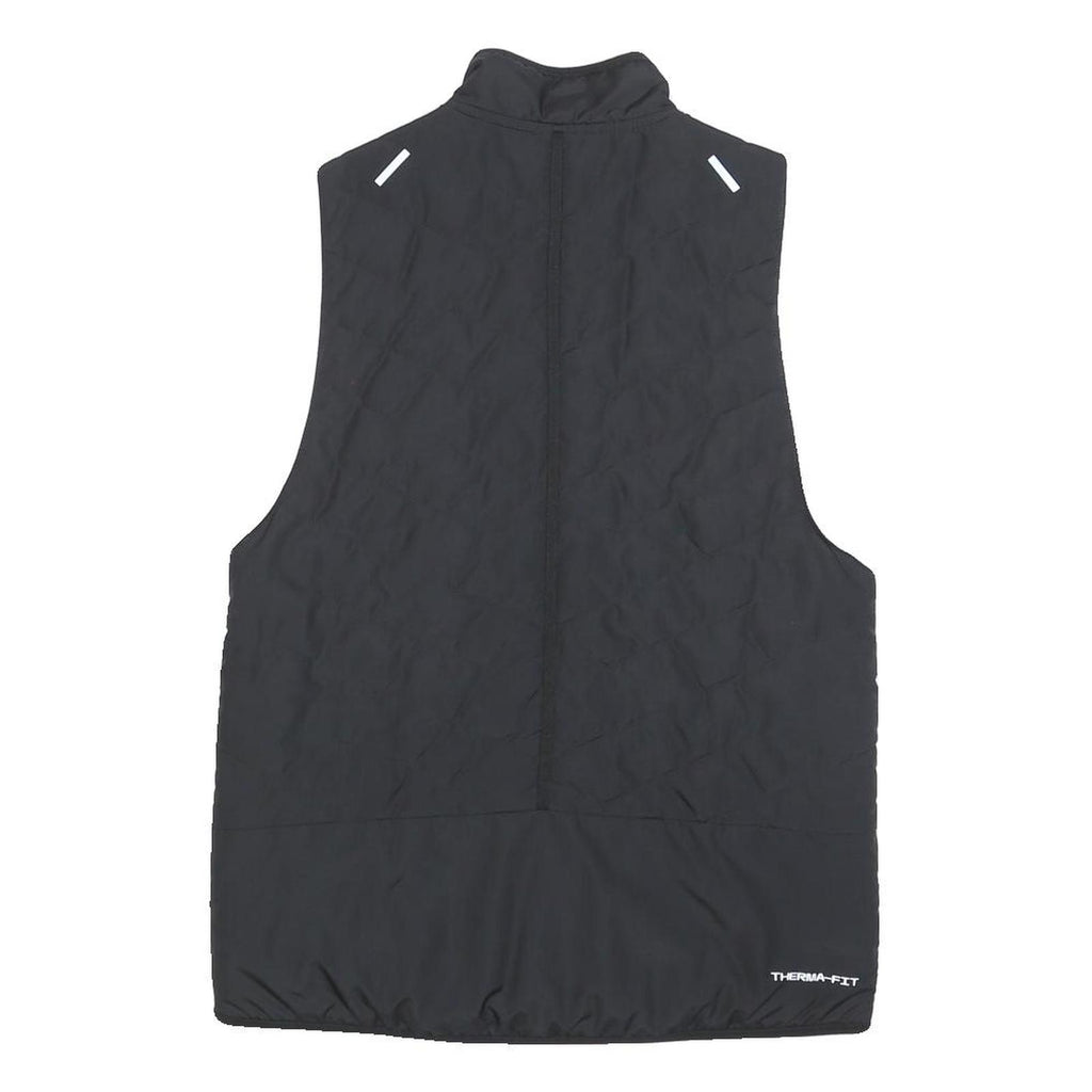 NIKE Womens Black White Running Jacket S Polyester Zip Therma-Fit Fitness