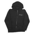 SNEAKTIP Mens Black Hoodie M Cotton Blend Full Zip Gold Print Casual Stylish
