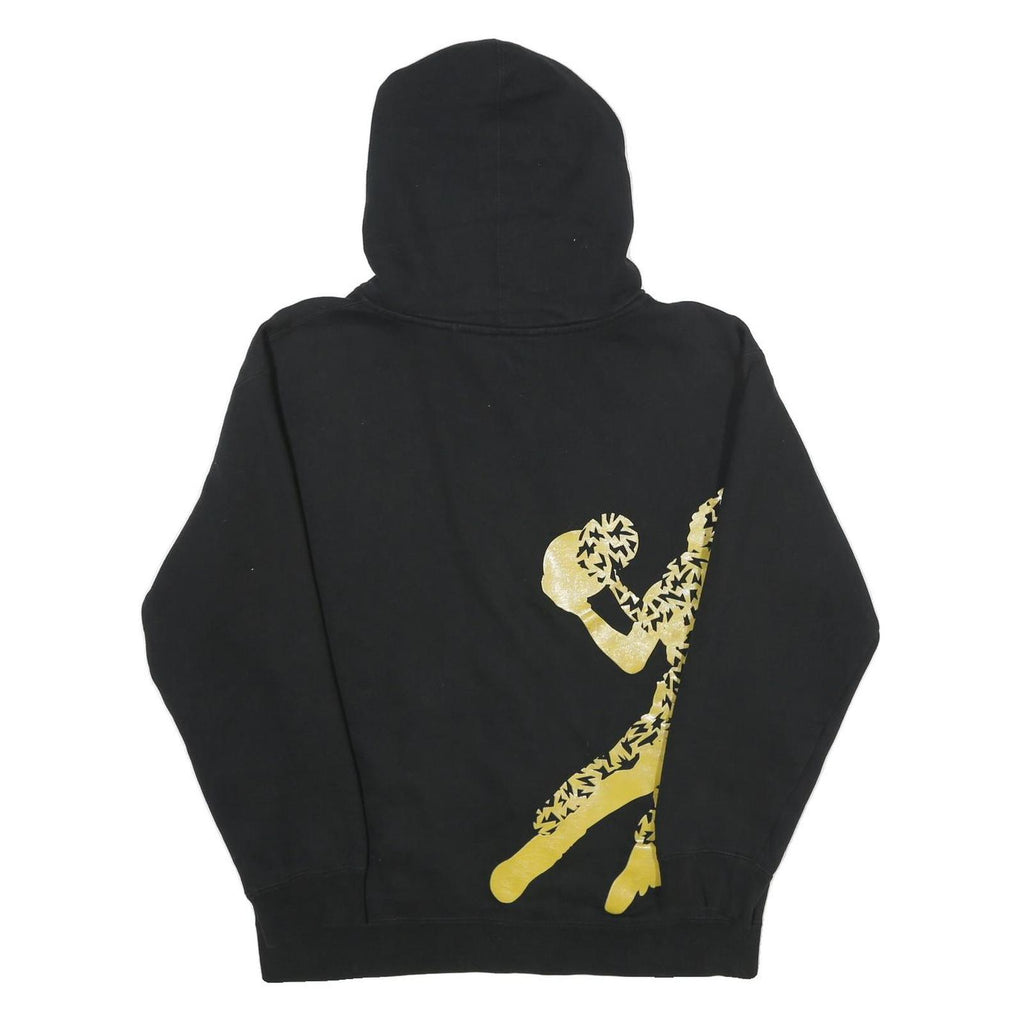 SNEAKTIP Mens Black Hoodie M Cotton Blend Full Zip Gold Print Casual Stylish
