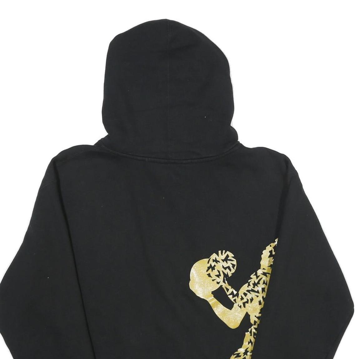 SNEAKTIP Mens Black Hoodie M Cotton Blend Full Zip Gold Print Casual Stylish
