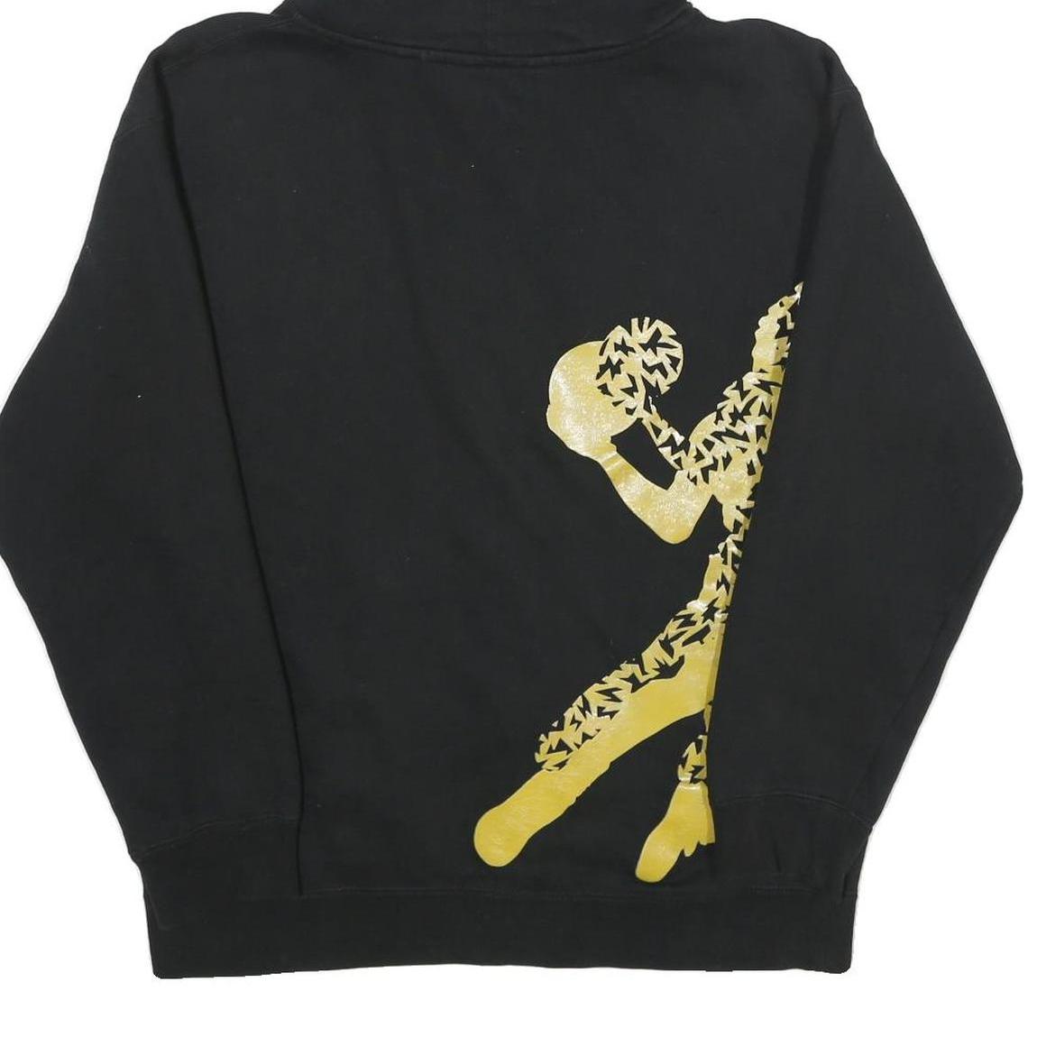 SNEAKTIP Mens Black Hoodie M Cotton Blend Full Zip Gold Print Casual Stylish