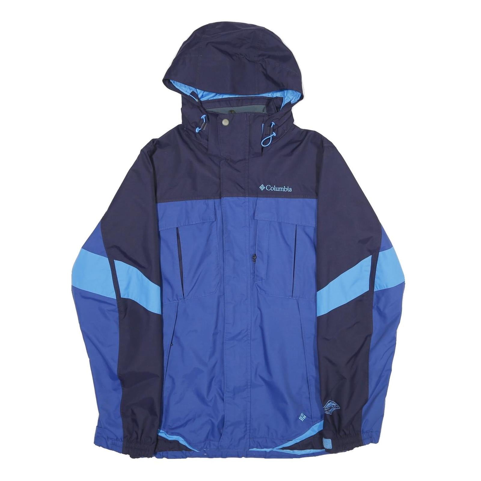 COLUMBIA Mens Blue & Navy Outdoor Jacket S Nylon Colourblock Hooded Zip