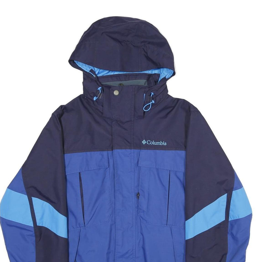 COLUMBIA Mens Blue & Navy Outdoor Jacket S Nylon Colourblock Hooded Zip