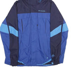 COLUMBIA Mens Blue & Navy Outdoor Jacket S Nylon Colourblock Hooded Zip