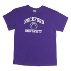 GILDAN Mens Purple Rockford University Graphic T-Shirt M Short Sleeve Crew Neck