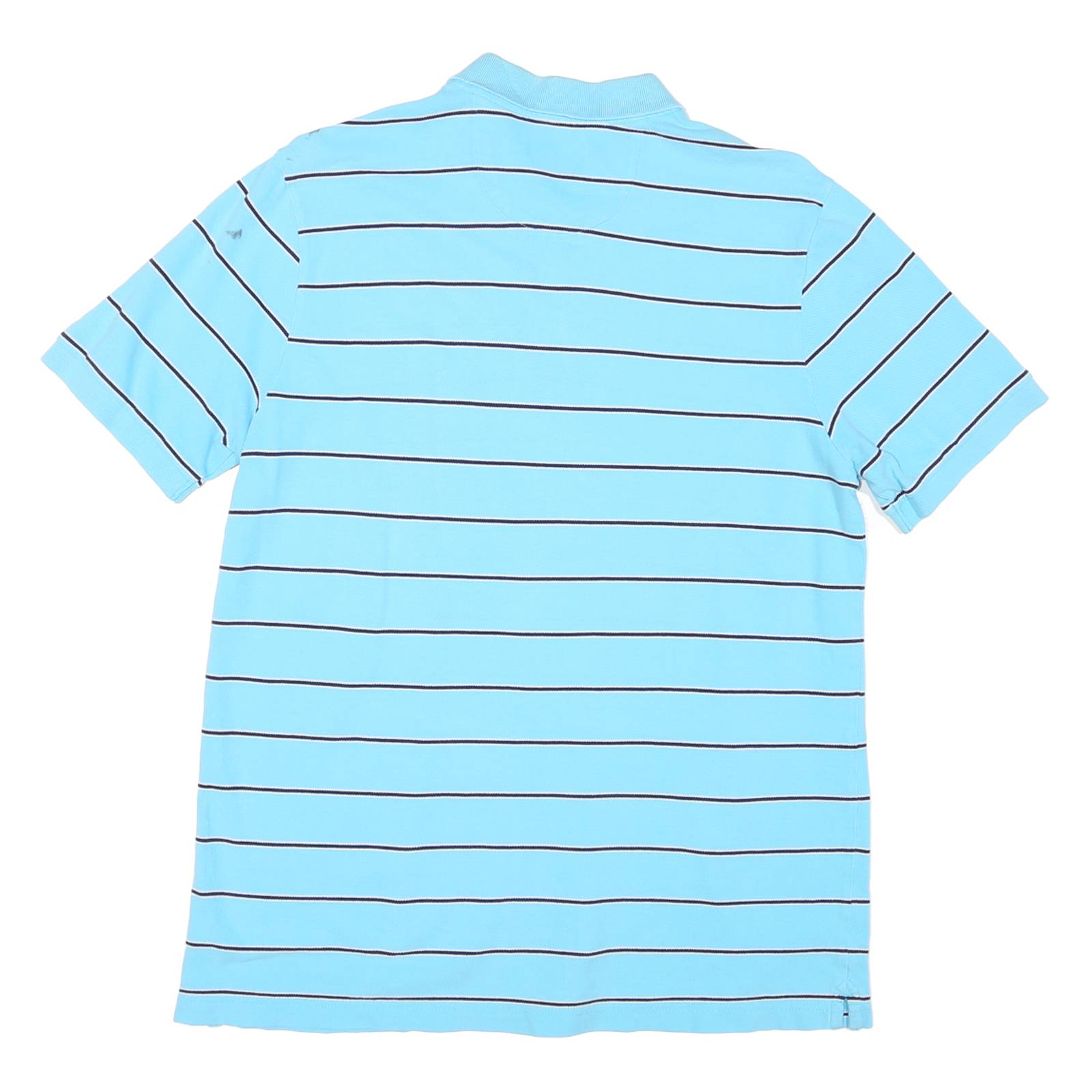 CHAPS Mens Blue & White Striped Short Sleeve Polo Shirt M Cotton Casual
