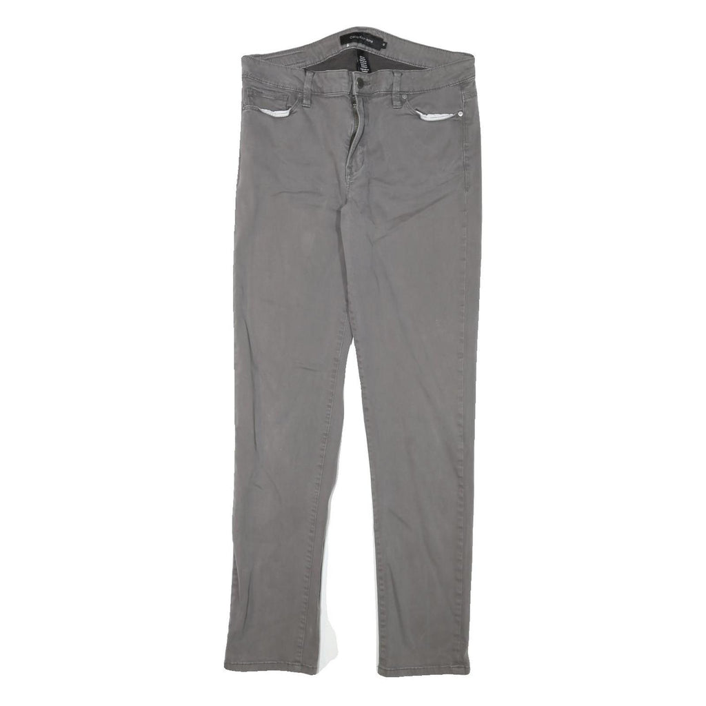 CALVIN KLEIN Womens Slim Grey Cotton Blend Slim Leg Trousers W30 L30 Stylish Zip