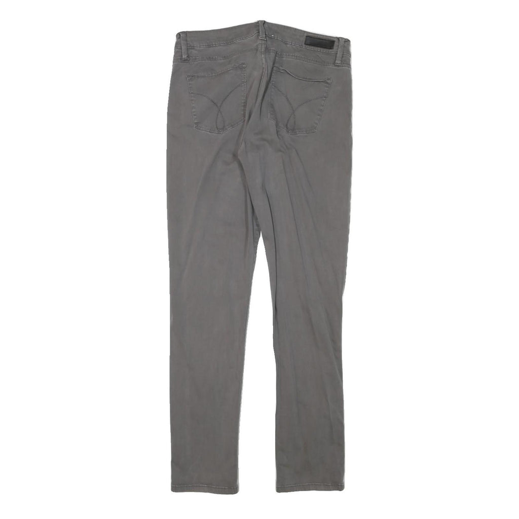 CALVIN KLEIN Womens Slim Grey Cotton Blend Slim Leg Trousers W30 L30 Stylish Zip