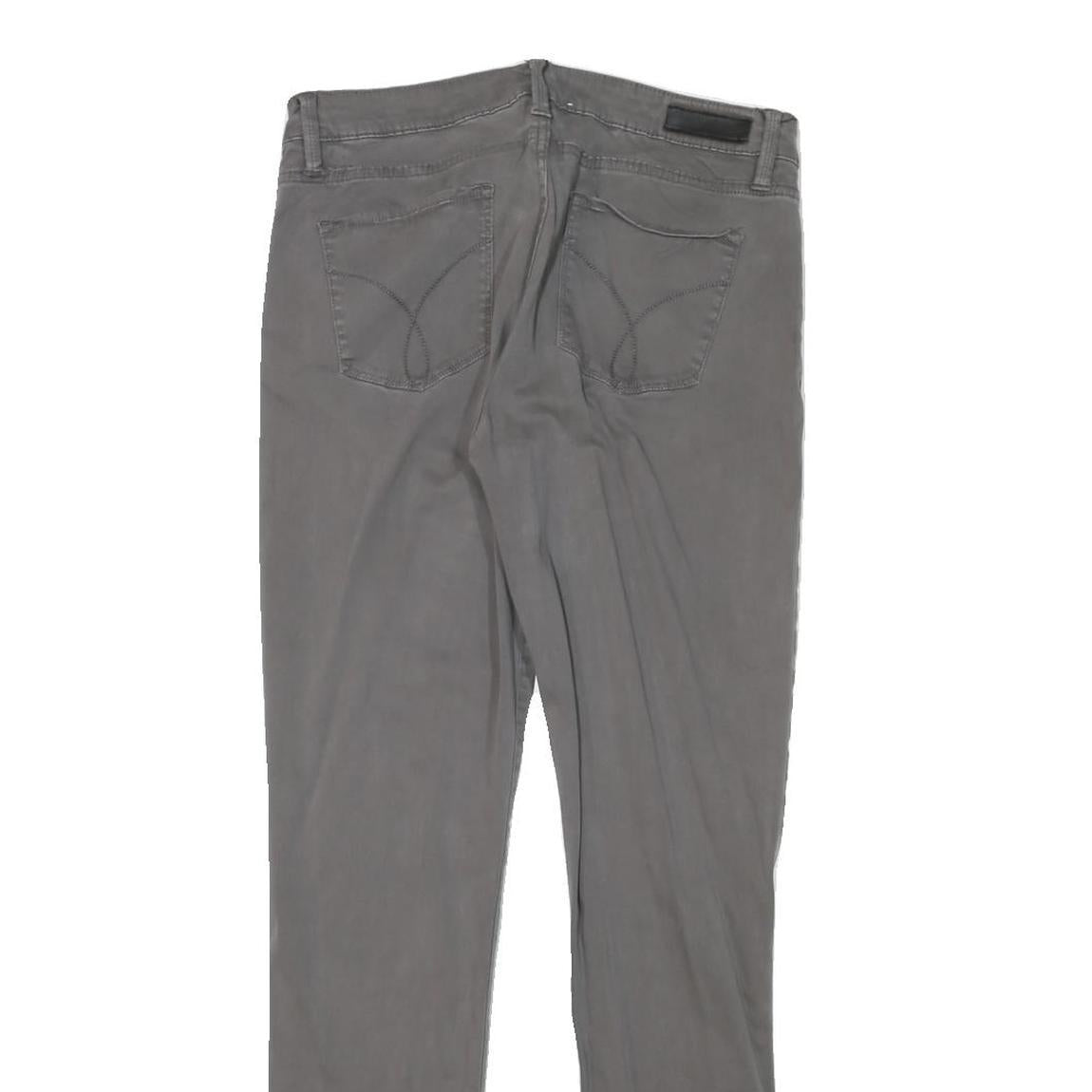 CALVIN KLEIN Womens Slim Grey Cotton Blend Slim Leg Trousers W30 L30 Stylish Zip