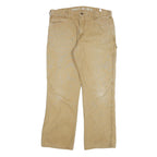 DICKIES Mens Cotton Blend Beige Regular Straight Trousers W34 L30 Workwear Zip