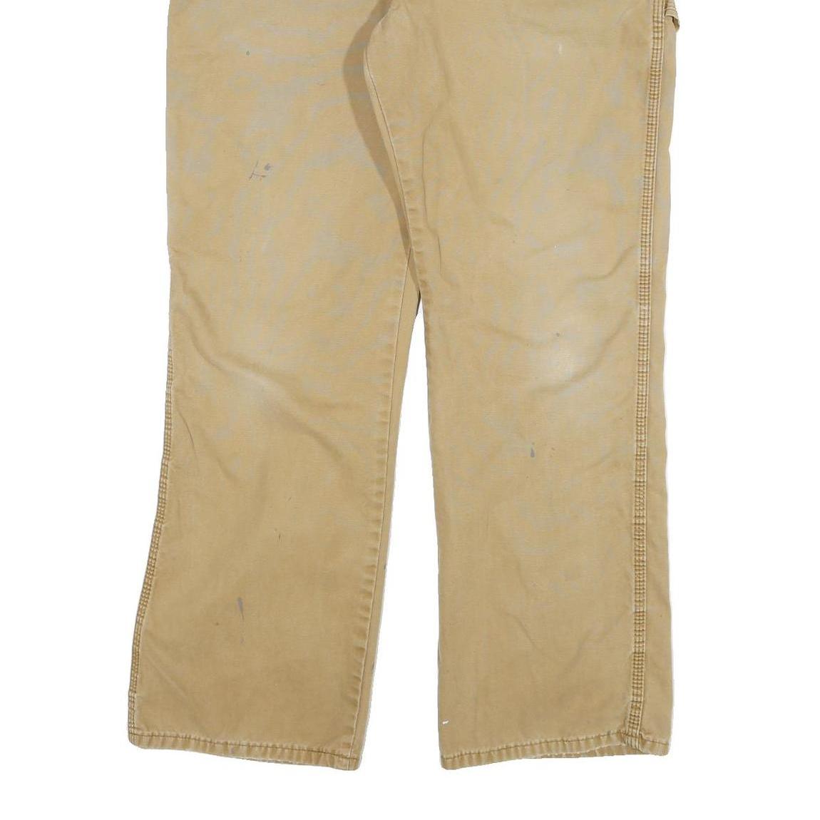 DICKIES Mens Cotton Blend Beige Regular Straight Trousers W34 L30 Workwear Zip