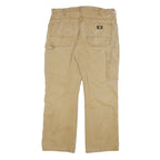 DICKIES Mens Cotton Blend Beige Regular Straight Trousers W34 L30 Workwear Zip