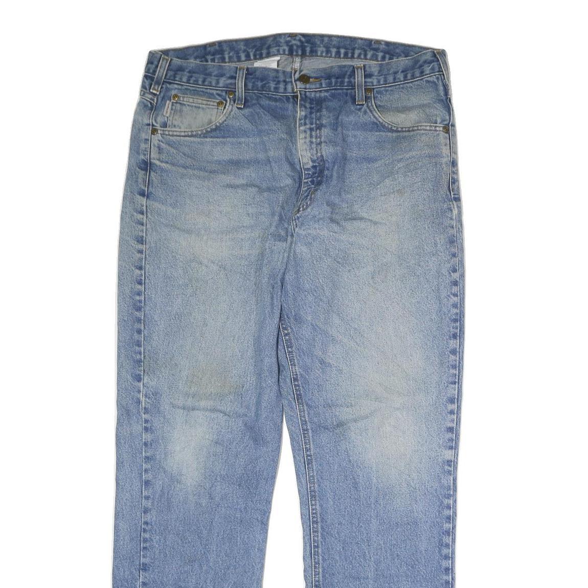 CARHARTT Mens Jeans Blue Regular Straight Denim Medium W38 L31 Zip Closure