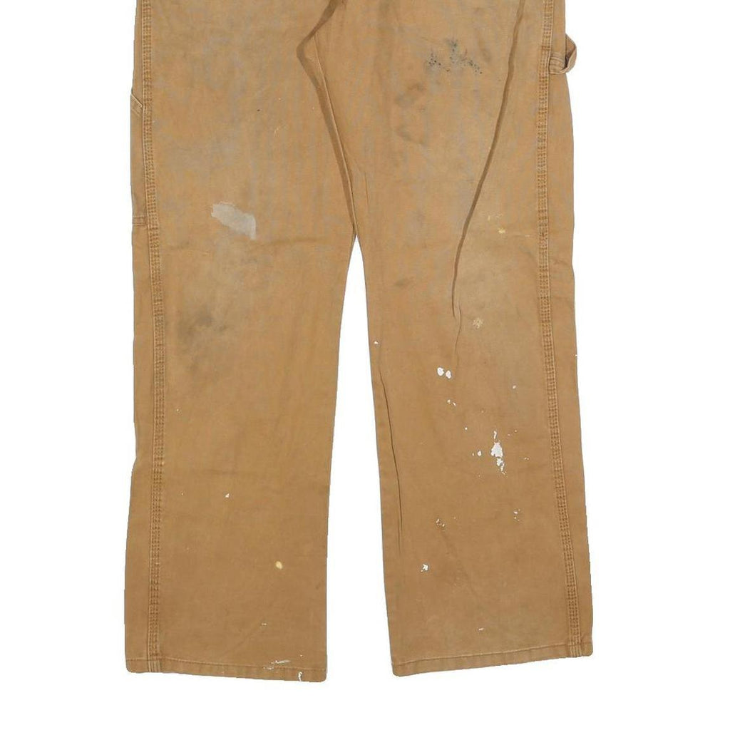 DICKIES Mens Regular Fit Carpenter Jeans Beige Cotton Blend W32 L30 Workwear Zip