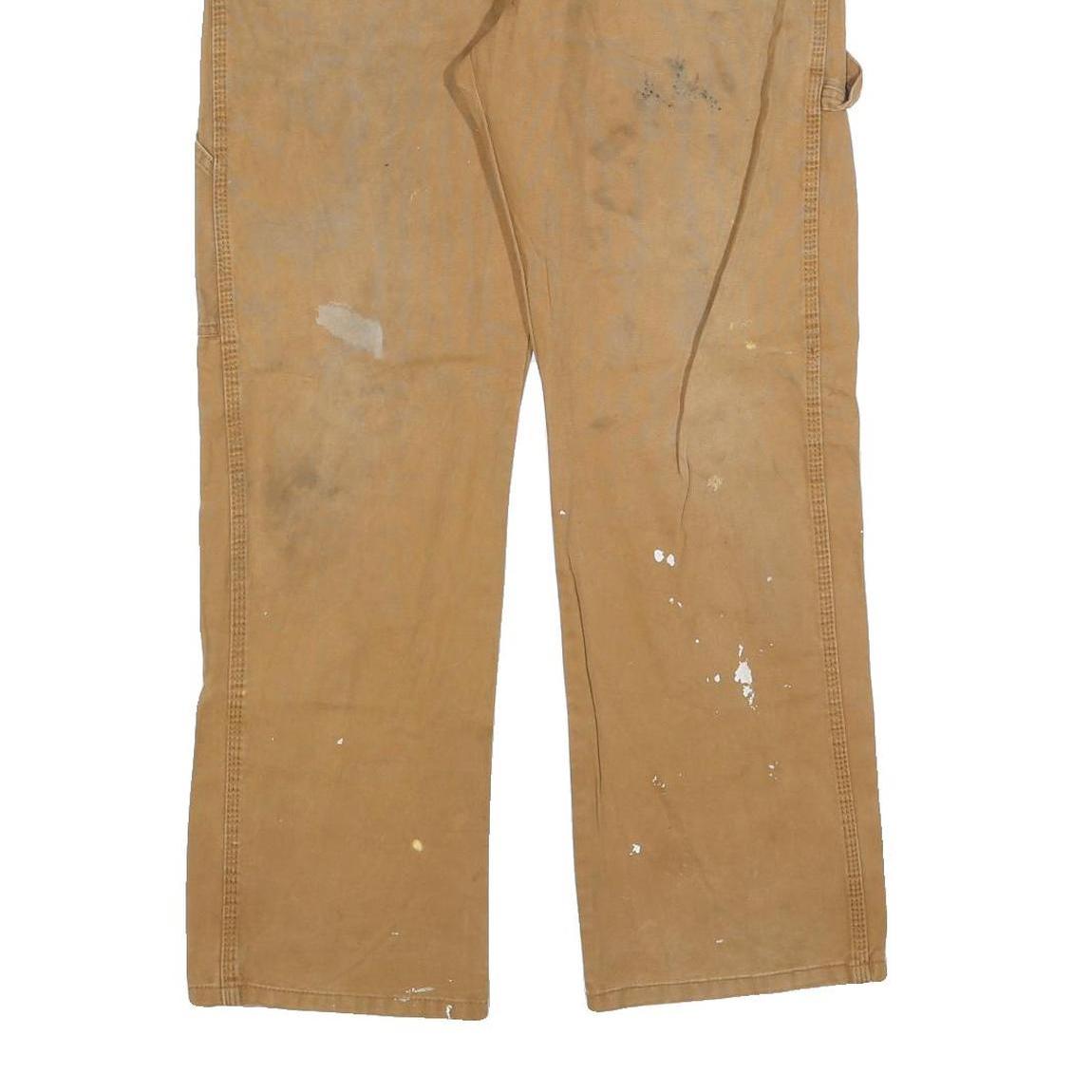 DICKIES Mens Regular Fit Carpenter Jeans Beige Cotton Blend W32 L30 Workwear Zip