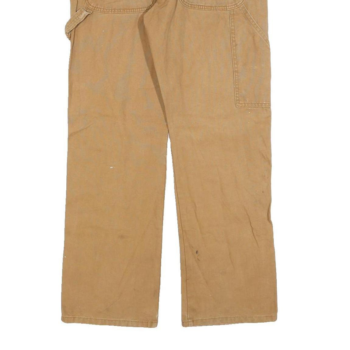 DICKIES Mens Regular Fit Carpenter Jeans Beige Cotton Blend W32 L30 Workwear Zip