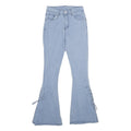 Light Blue Womens Regular Fit Flared Cotton Blend Denim Jeans W24 L29 Lace-Up