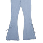 Light Blue Womens Regular Fit Flared Cotton Blend Denim Jeans W24 L29 Lace-Up