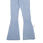 Light Blue Womens Regular Fit Flared Cotton Blend Denim Jeans W24 L29 Lace-Up