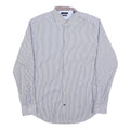 TOMMY HILFIGER Mens Blue & White Striped Shirt M Cotton Blend Long Sleeve Button