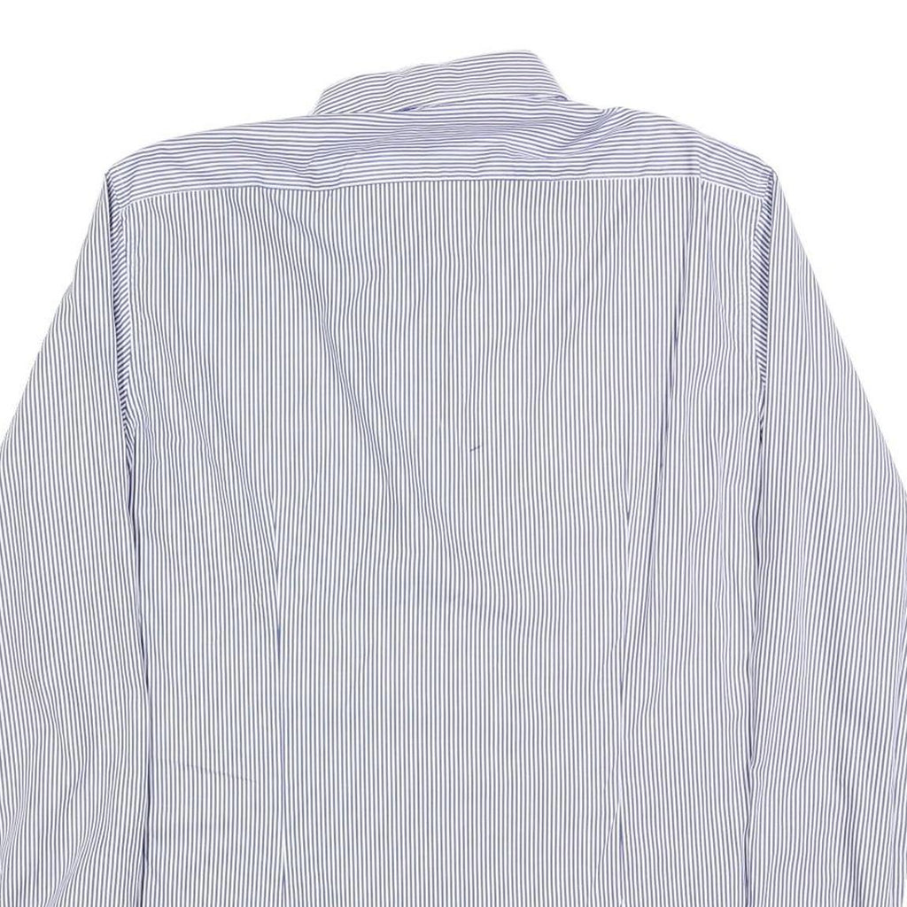 TOMMY HILFIGER Mens Blue & White Striped Shirt M Cotton Blend Long Sleeve Button