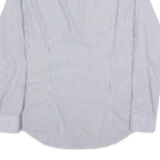 TOMMY HILFIGER Mens Blue & White Striped Shirt M Cotton Blend Long Sleeve Button