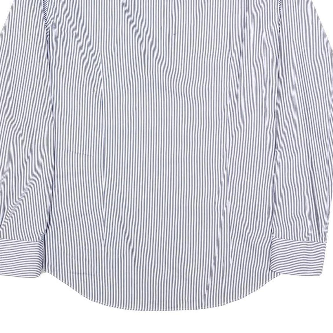 TOMMY HILFIGER Mens Blue & White Striped Shirt M Cotton Blend Long Sleeve Button