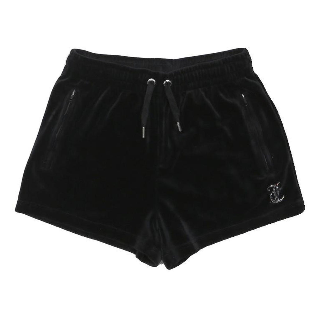 JUICY COUTURE Womens Black Velour Shorts XS W26 Juicy Logo Sparkle Detail