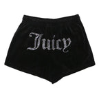 JUICY COUTURE Womens Black Velour Shorts XS W26 Juicy Logo Sparkle Detail