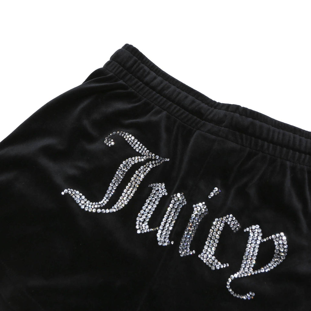 JUICY COUTURE Womens Black Velour Shorts XS W26 Juicy Logo Sparkle Detail