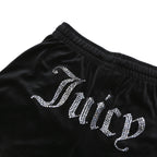 JUICY COUTURE Womens Black Velour Shorts XS W26 Juicy Logo Sparkle Detail