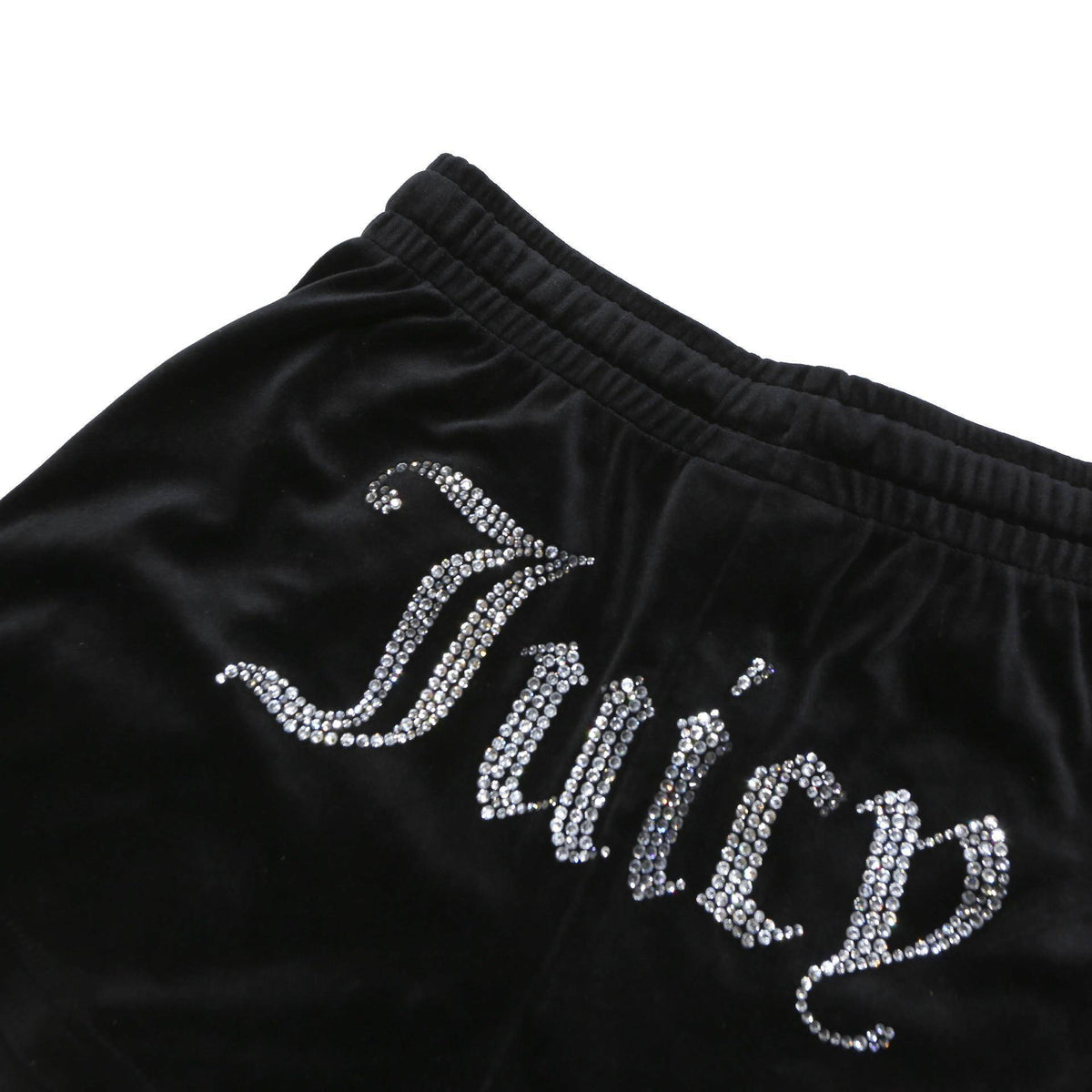JUICY COUTURE Womens Black Velour Shorts XS W26 Juicy Logo Sparkle Detail