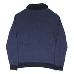 TOMMY HILFIGER Mens Blue Cardigan Patterned V-Neck Chunky Knit L Cable Knit