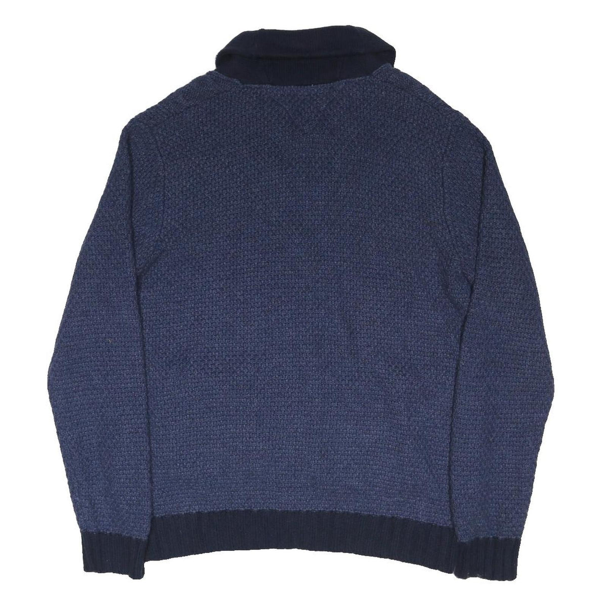 TOMMY HILFIGER Mens Blue Cardigan Patterned V-Neck Chunky Knit L Cable Knit