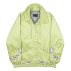 BOGNER Womens Green Embroidered Zip Jacket L Satin Elephant Pattern