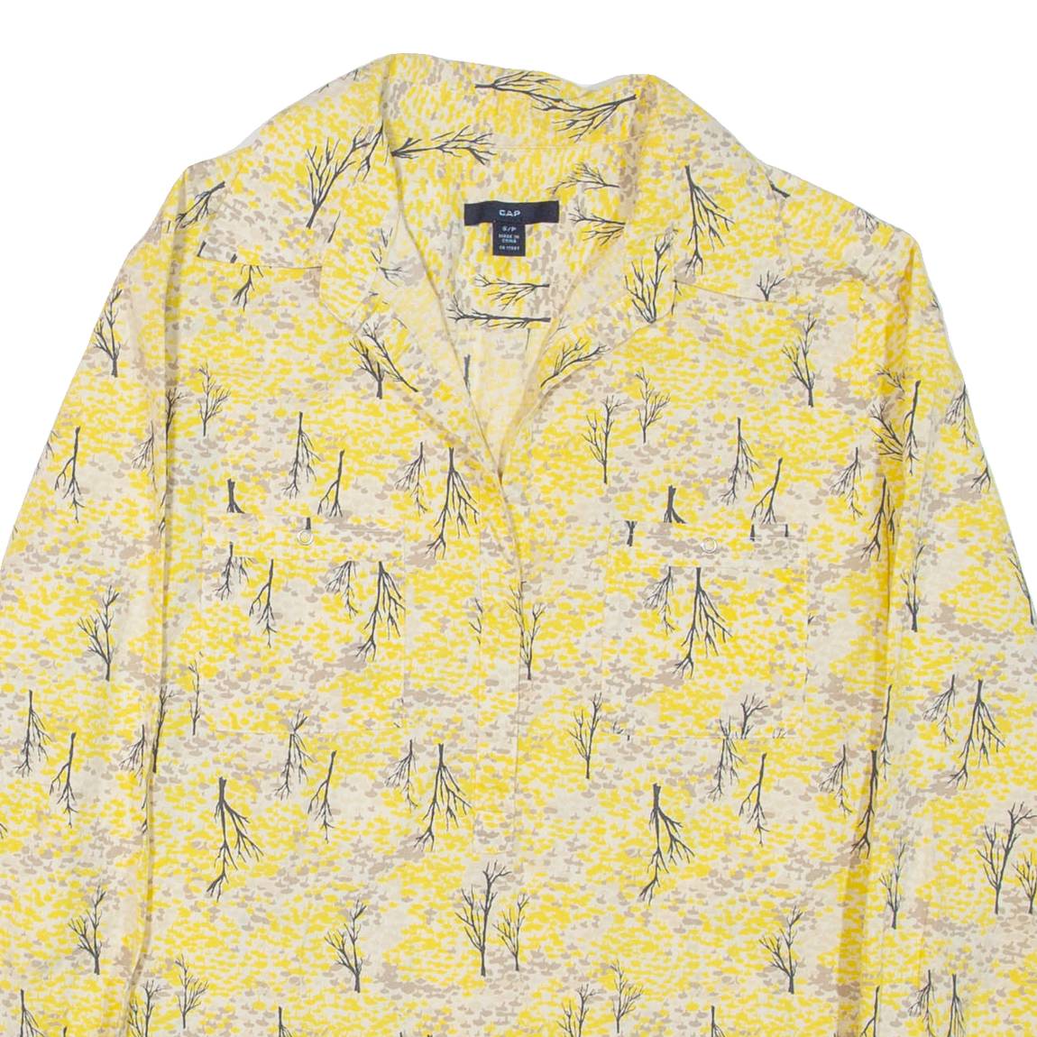 GAP Womens Shirt Yellow Floral Long Sleeve S