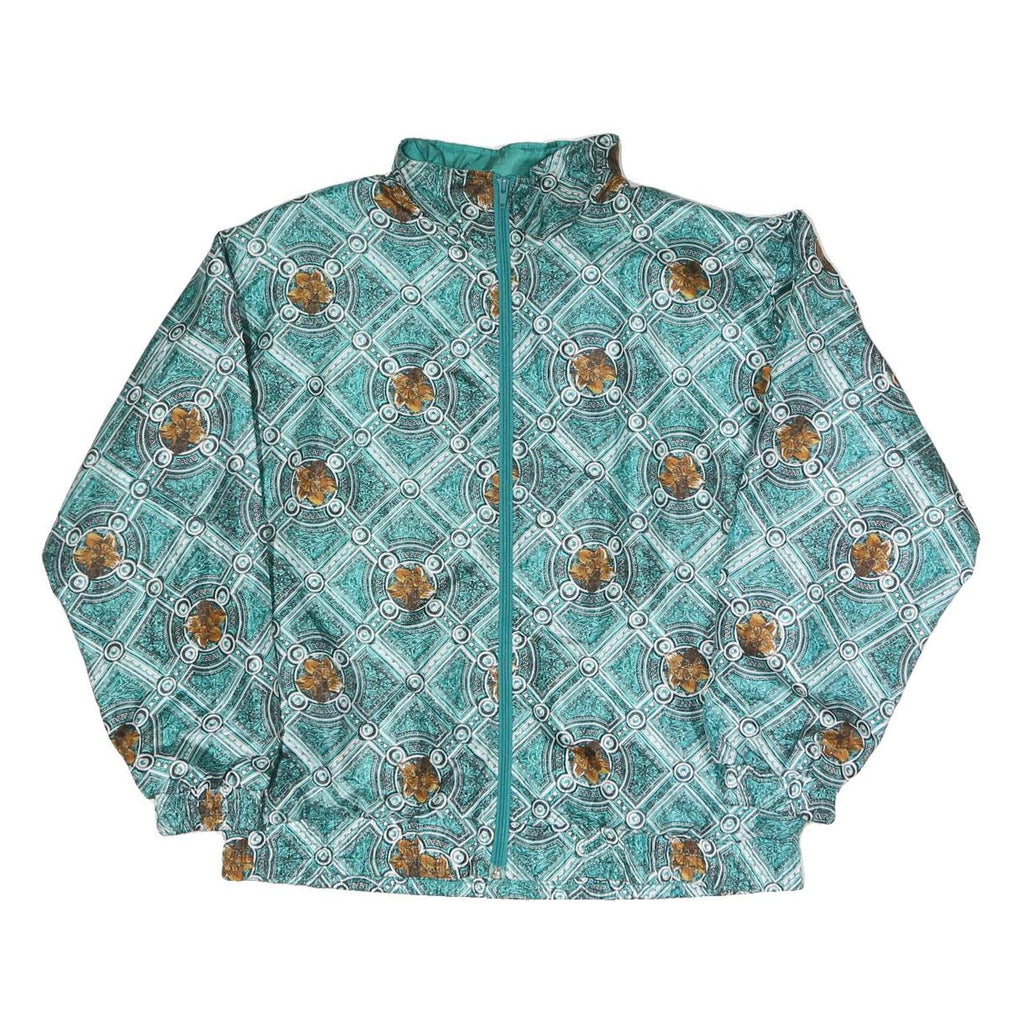 SUNTERRA Womens Green Polyester Blend Zip Jacket M Printed Pattern Lightweight