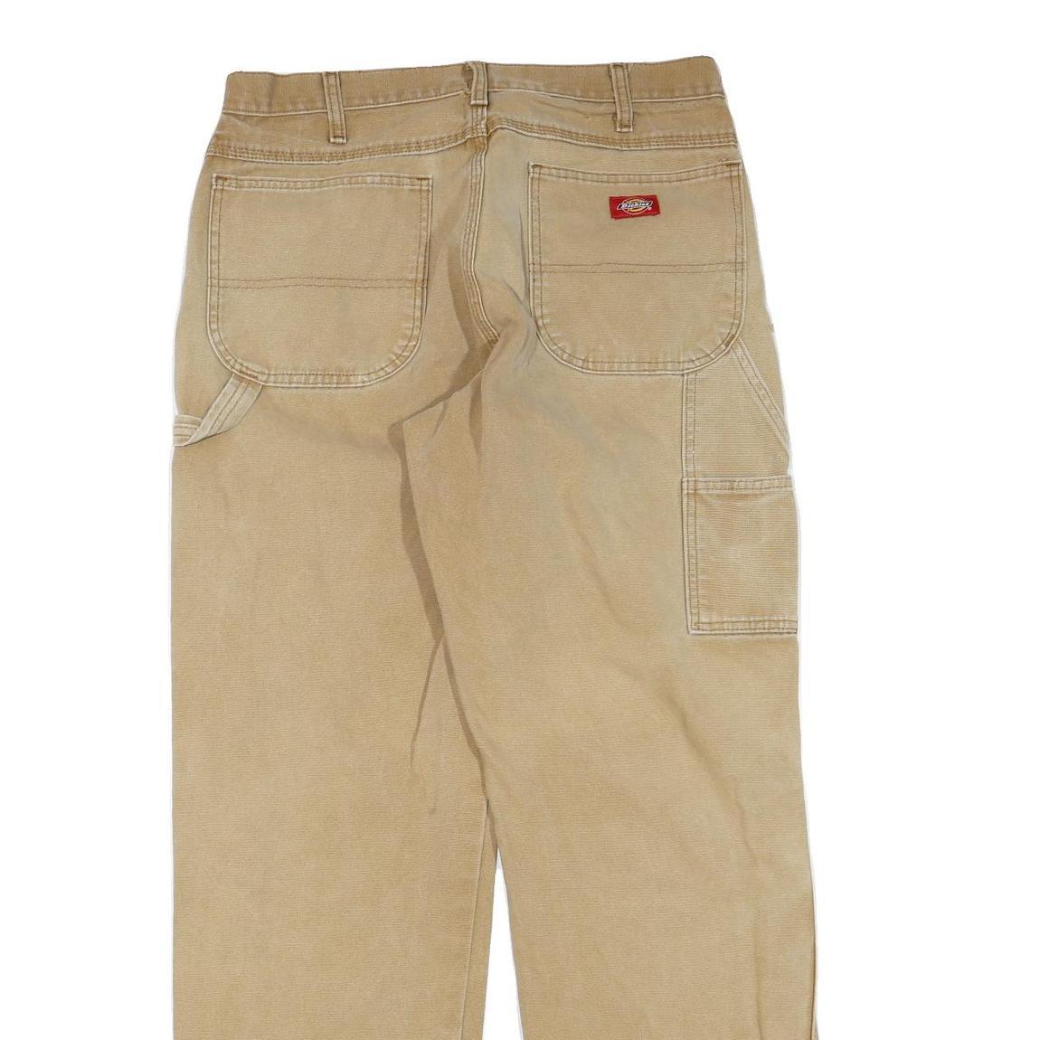 DICKIES Mens Jeans Beige Regular Straight Denim W34 L34 Workwear Cotton Blend