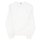 TOMMY HILFIGER Mens White Cotton Blend Crew Neck Sweatshirt S Logo Print