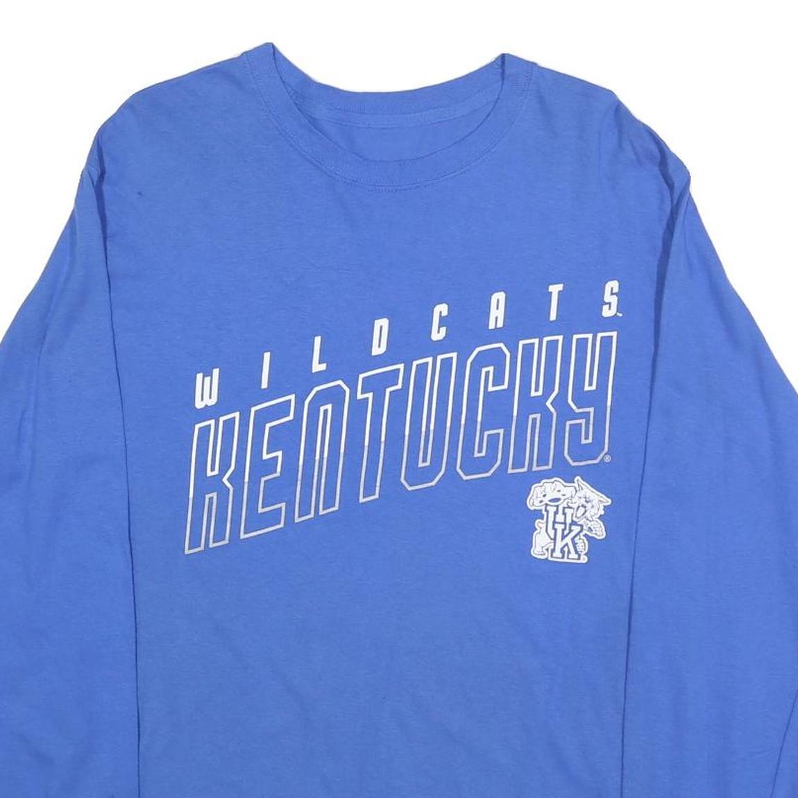 CAPTIVATING Mens Blue Kentucky Wildcats Long Sleeve Crew Neck T-Shirt M Cotton
