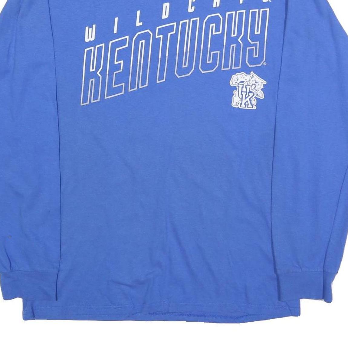 CAPTIVATING Mens Blue Kentucky Wildcats Long Sleeve Crew Neck T-Shirt M Cotton