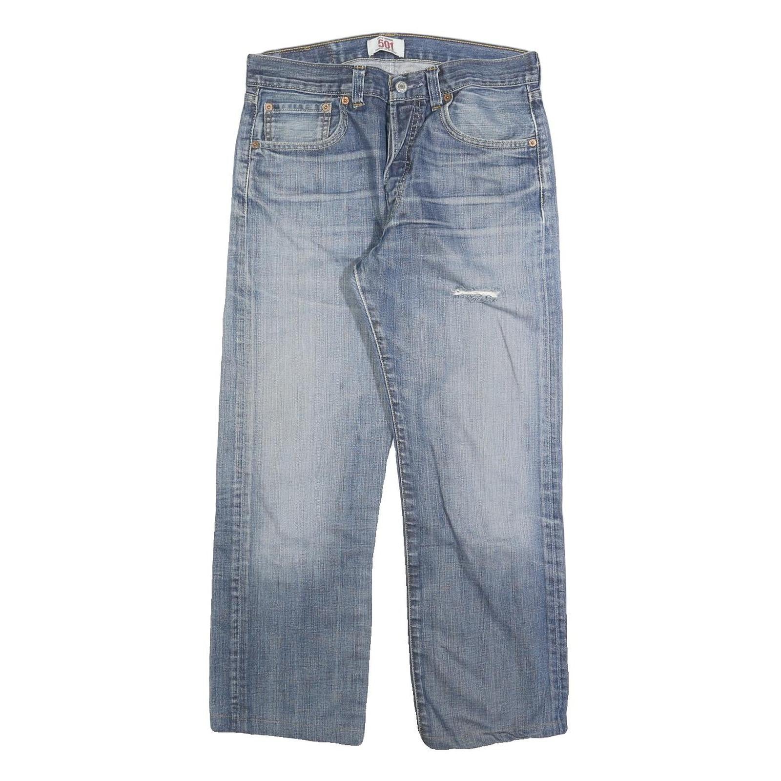 LEVI'S 501 Mens Jeans Blue Regular Straight Denim Light W32 L26 Classic Button