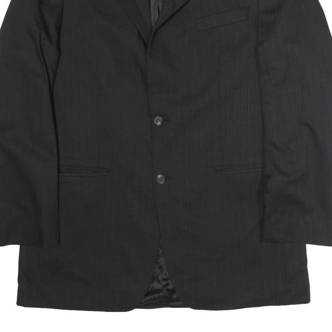 LAUREN RALPH LAUREN Mens Black Cotton Pinstripe Classic Jacket L Tailored Button
