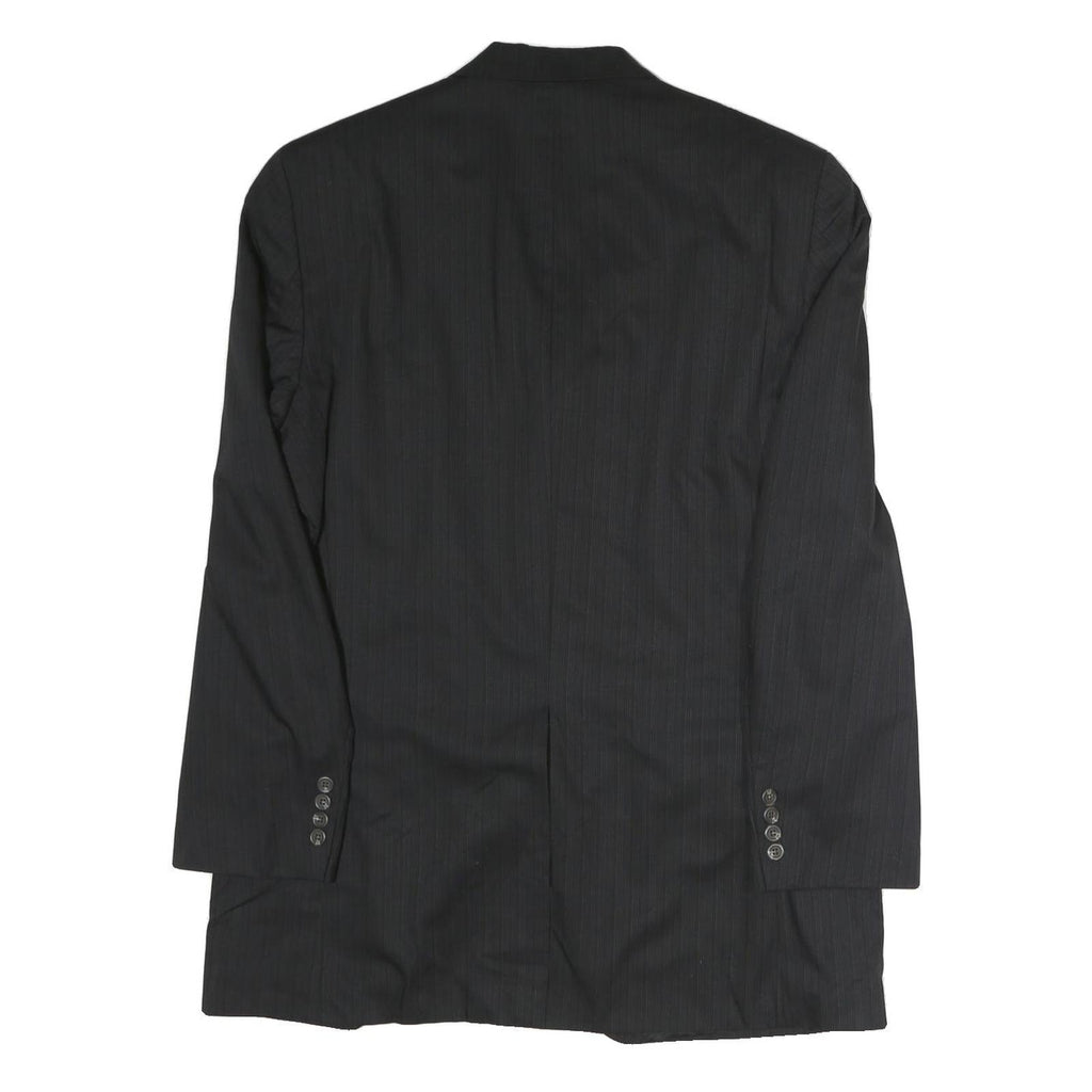 LAUREN RALPH LAUREN Mens Black Cotton Pinstripe Classic Jacket L Tailored Button