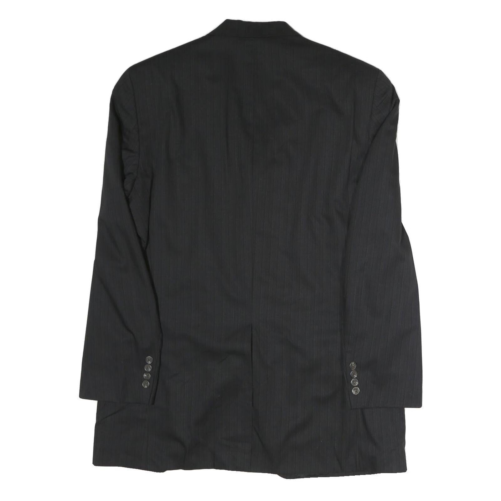 LAUREN RALPH LAUREN Mens Black Cotton Pinstripe Classic Jacket L Tailored Button