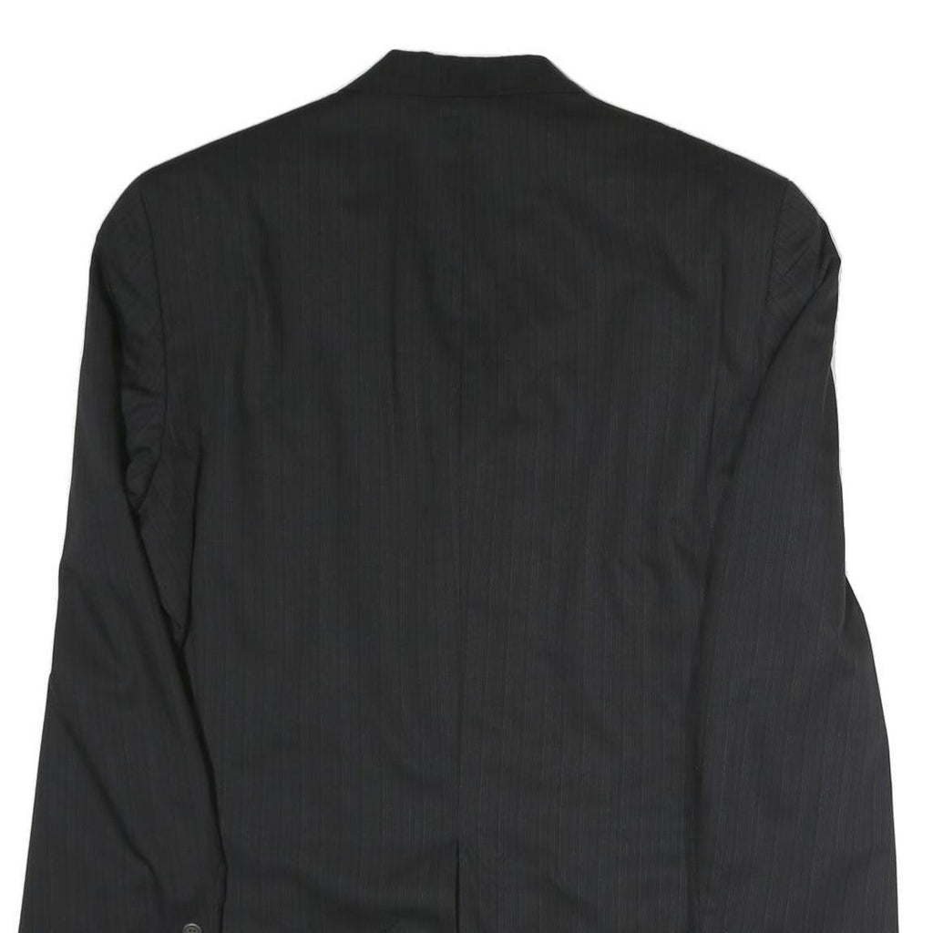 LAUREN RALPH LAUREN Mens Black Cotton Pinstripe Classic Jacket L Tailored Button