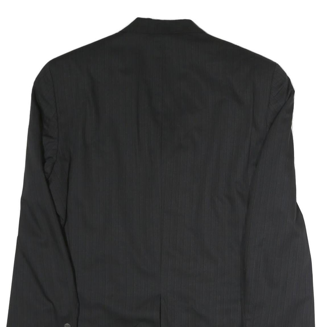 LAUREN RALPH LAUREN Mens Black Cotton Pinstripe Classic Jacket L Tailored Button